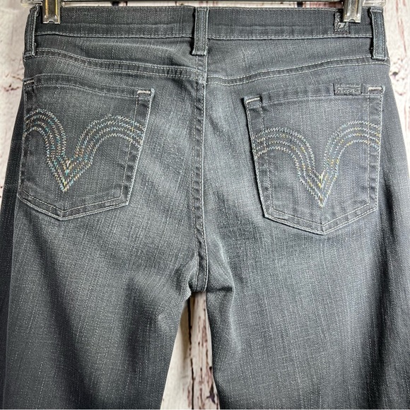 7 For All Mankind Kate Grey Rainbow Stitching Slim Denim Jeans Size 14 - Picture 5 of 16